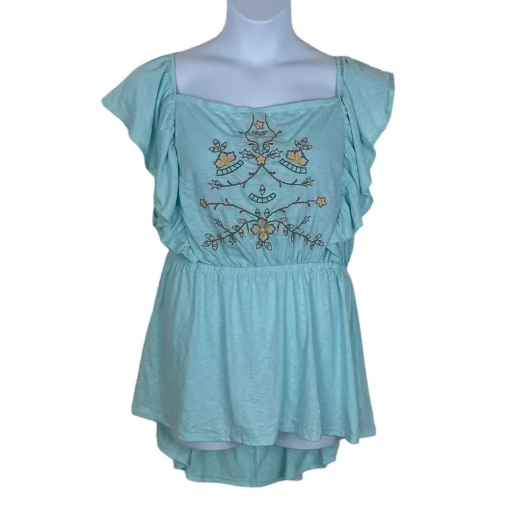 Lane Bryant Classic Square Neck Embroidered Peplum Tank Top Shirt Size 26/28 NWT - Picture 4 of 11